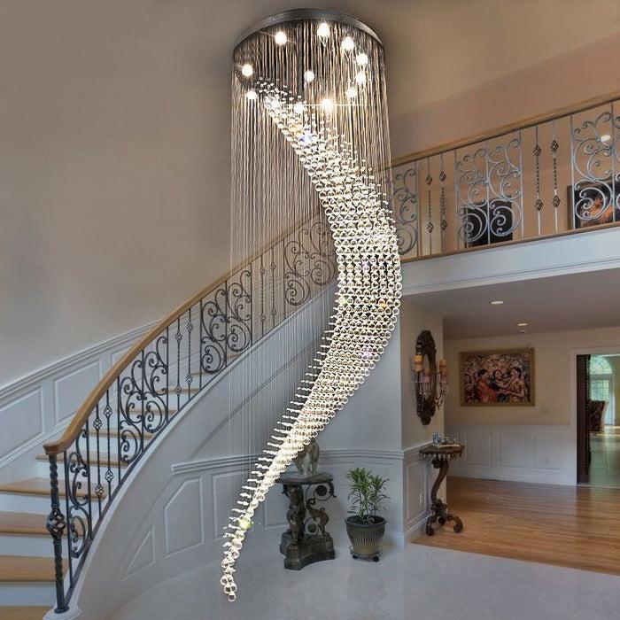 Decoramo Luxury Spiral Modern Staircase Crystal Chandelier