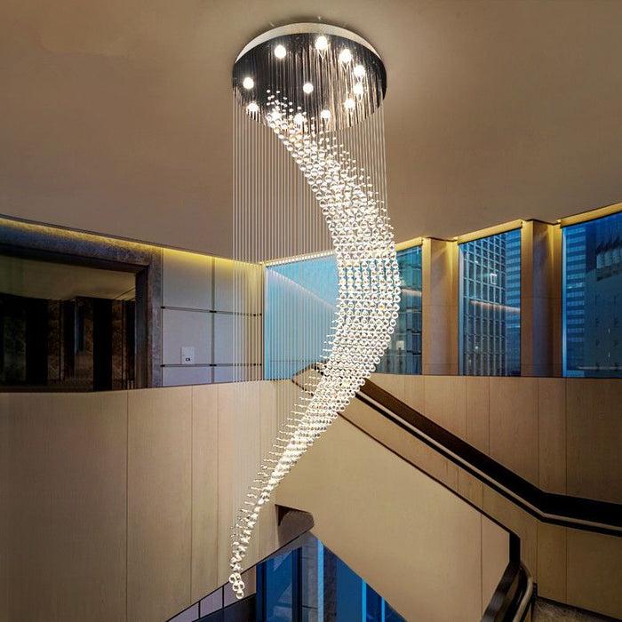 decoramo Luxury Spiral Modern Staircase Crystal Chandelier