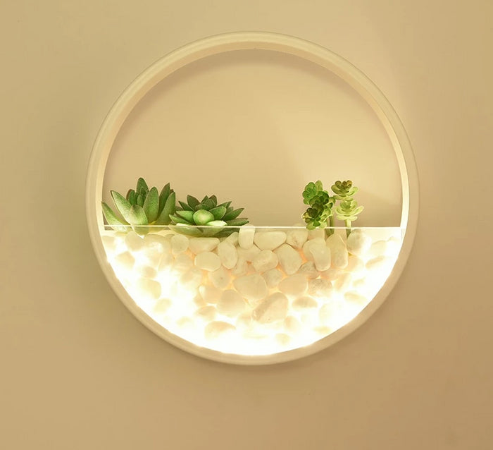 Decoramo Maximus - Round Metal Wall Mounted Planter Lamp