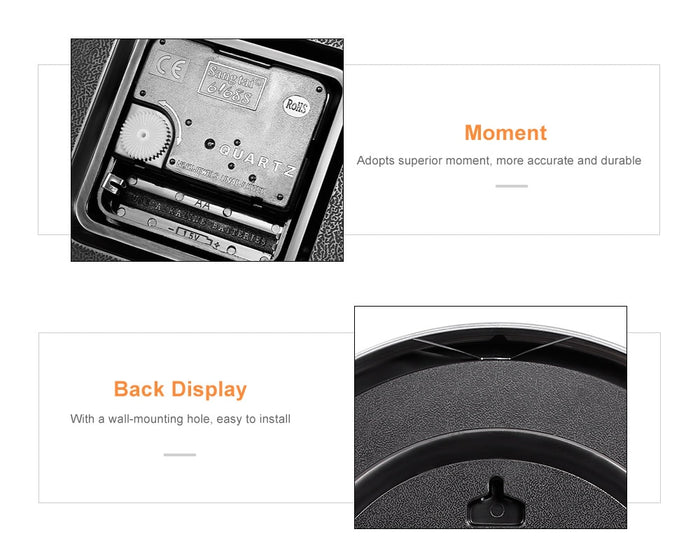 Decoramo Metal Silent Quartz Wall Clock Quiet Sweep Movement Thermometer Hygrometer