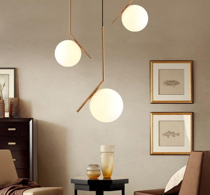 Decoramo Milky White Glass Globe Minimalist Pendant Lights