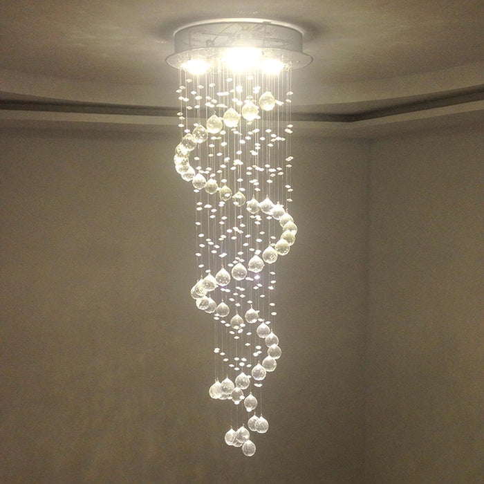 Decoramo Modern K9 Large LED Spiral Crystal Chandelier
