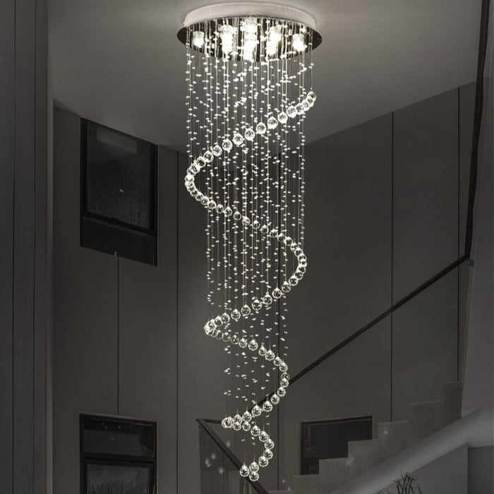 Decoramo Modern K9 Large LED Spiral Crystal Chandelier