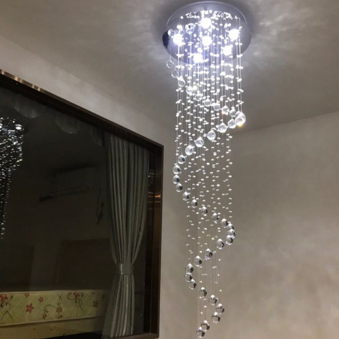 decoramo Modern K9 Large LED Spiral Crystal Chandelier