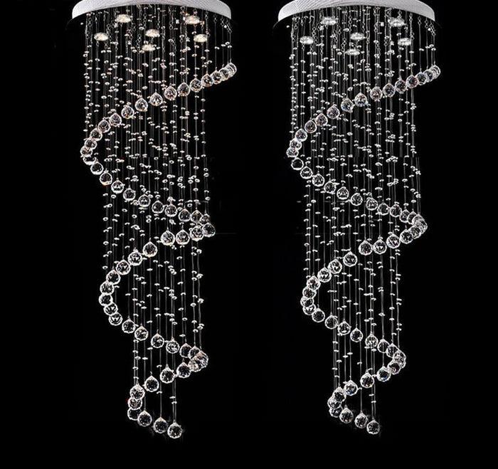 Decoramo Modern LED Double Spiral Crystal Chandelier