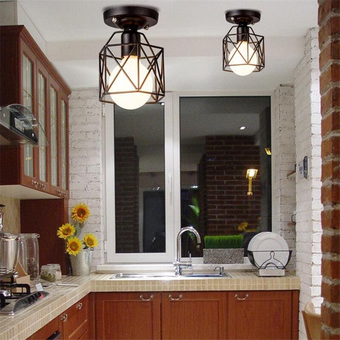 decoramo Modern Nordic Black Wrought Iron E27 Led Ceiling Lamps