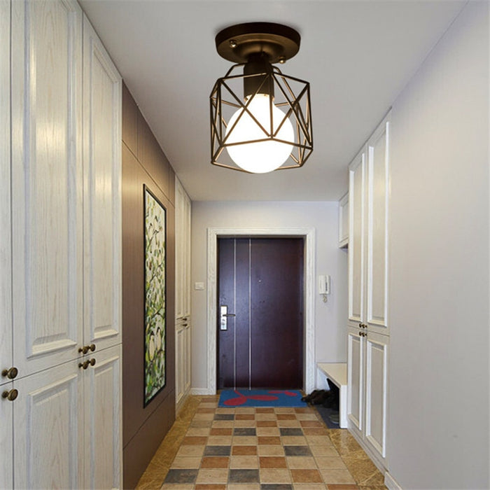 Decoramo Modern Nordic Black Wrought Iron E27 Led Ceiling Lamps