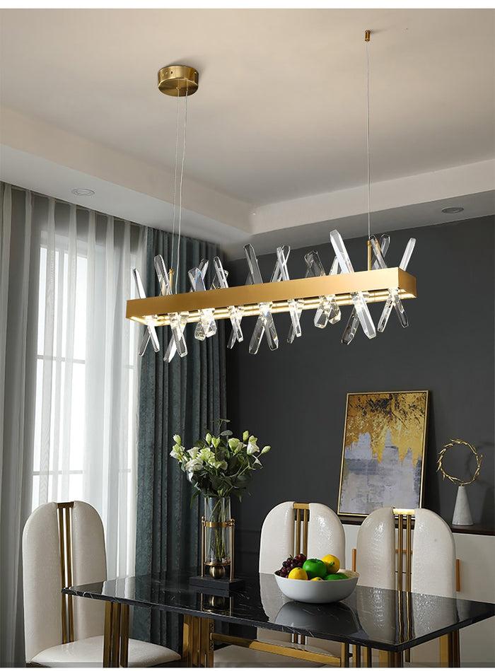 Decoramo Modern Rectangle Crystal Chandelier For Living And Dining Room