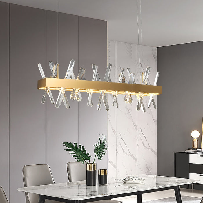 decoramo Modern Rectangle Crystal Chandelier for Living and Dining Room
