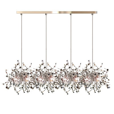 Decoramo Modern Stainless Steel Chrome Leaf LED Chandelier