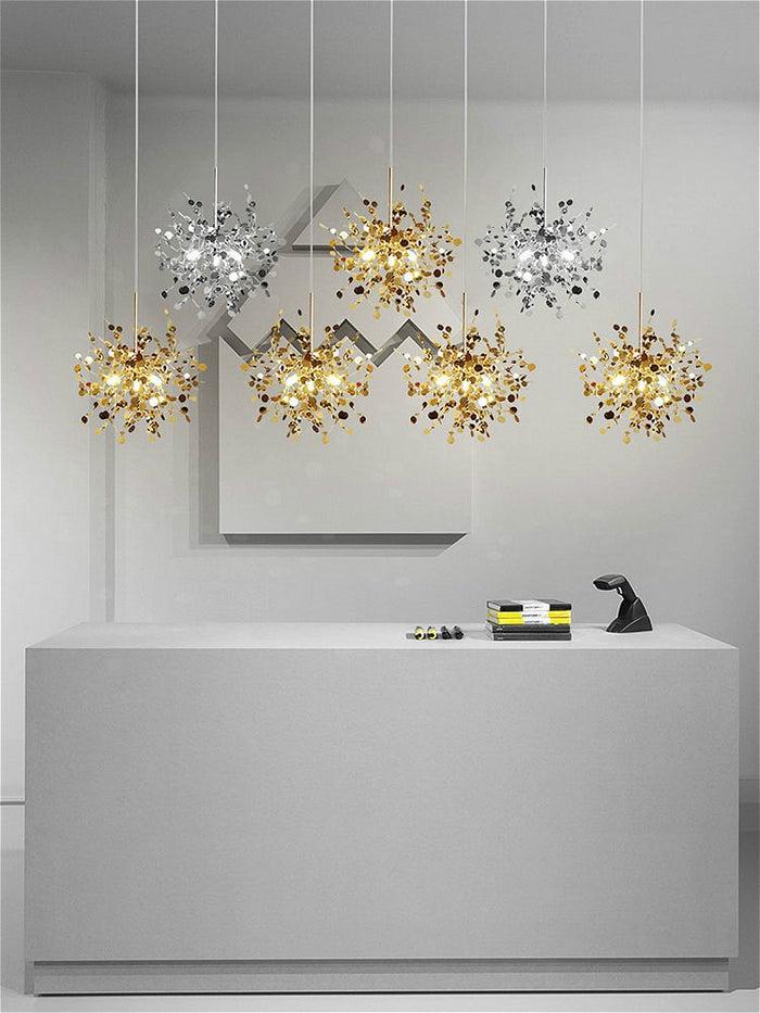 Decoramo Modern Stainless Steel Chrome Leaf LED Chandelier