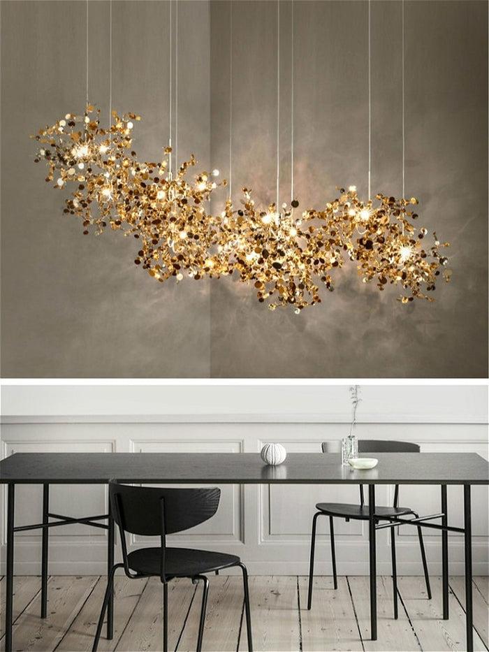 decoramo Modern Stainless Steel Chrome Leaf LED Chandelier