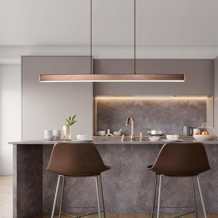 Decoramo Modern Wood 31 1/2" To 59" Aluminum Polished Pendant Chandelier