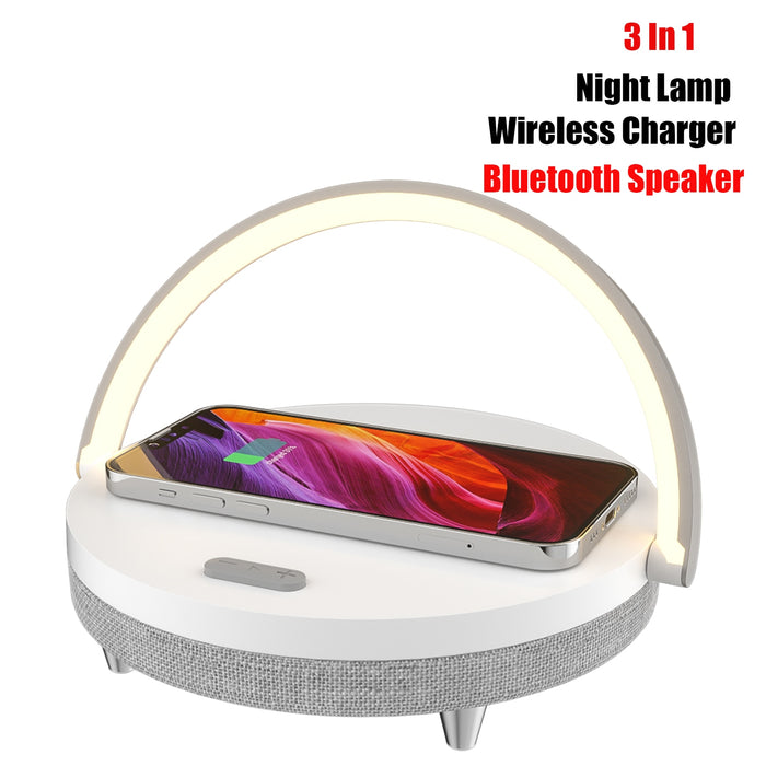 Decoramo Multifunction Wooden Table Lamp Wireless Charger Bluetooth Speaker