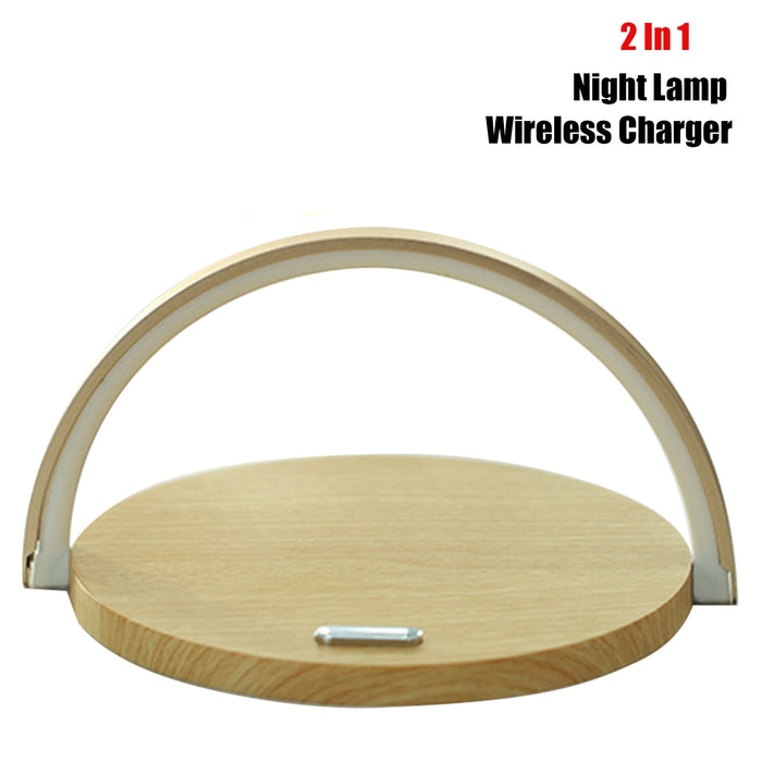 Decoramo Multifunction Wooden Table Lamp Wireless Charger Bluetooth Speaker