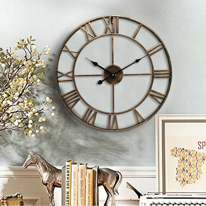 Decoramo New 3D Circular Retro Roman 47cm Iron Vintage Decorative Wall Clock