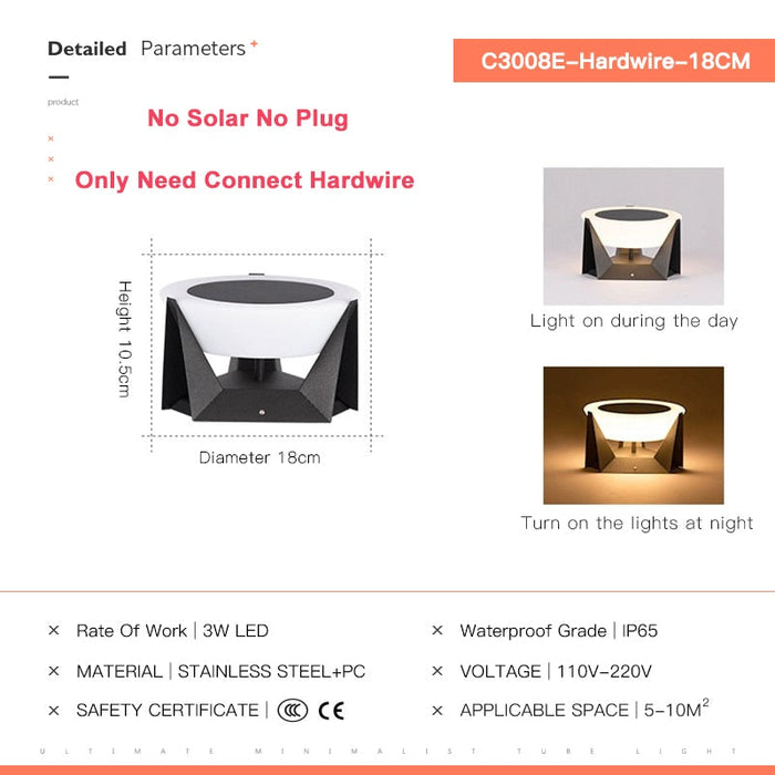 Decoramo Outdoor Solar Lights Garden Light Column Lamps Waterproof Fence Gate Cap Light