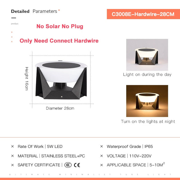 Decoramo Outdoor Solar Lights Garden Light Column Lamps Waterproof Fence Gate Cap Light