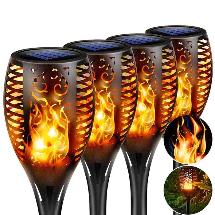 decoramo Outdoor Solar Powered Torch Lights Waterproof Garden Patio Flickering Dancing Flame Lamp
