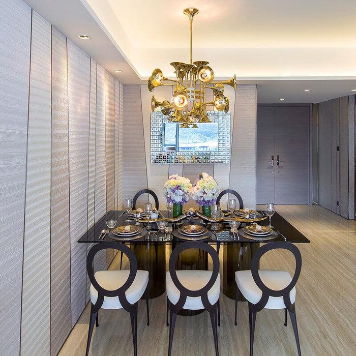 Decoramo Post-Modern Italy Style Lighting - Trumpet Chandelier - Gold Colored Art 12/16/24 Heads