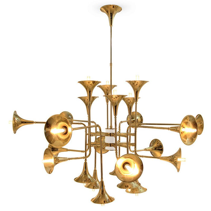 decoramo Post-Modern Italy Style Lighting - Trumpet Chandelier - Gold Colored Art 12/16/24 Heads