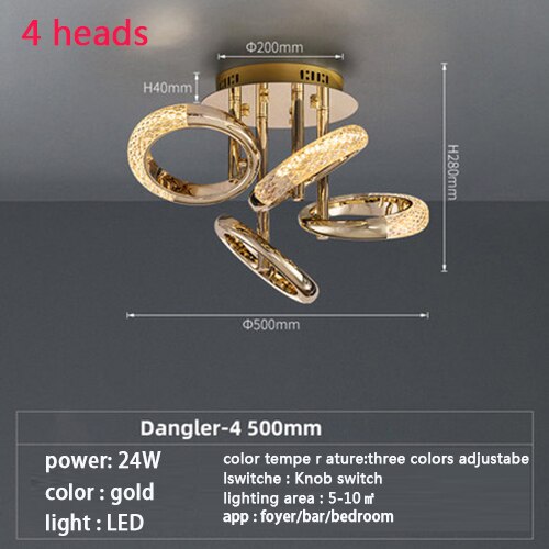 Decoramo Postmodern Nordic Luxury Golden Ring Iron Chandelier