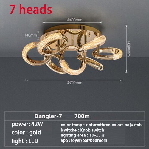 Decoramo Postmodern Nordic Luxury Golden Ring Iron Chandelier