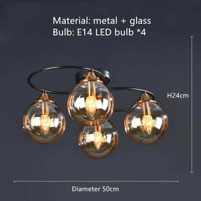 Decoramo Retro Ball Chandelier Smoky Gray Amber Glass