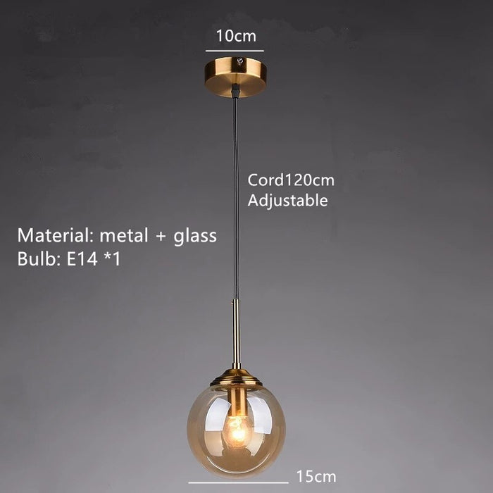 Decoramo Retro Ball Chandelier Smoky Gray Amber Glass