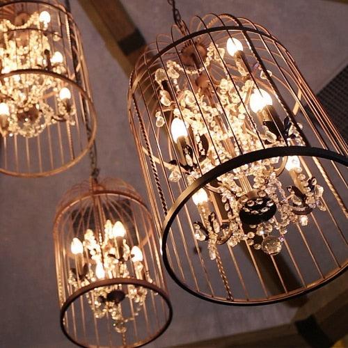Decoramo Retro Cage Crystal Pendant Light Indoor Pendant Lights