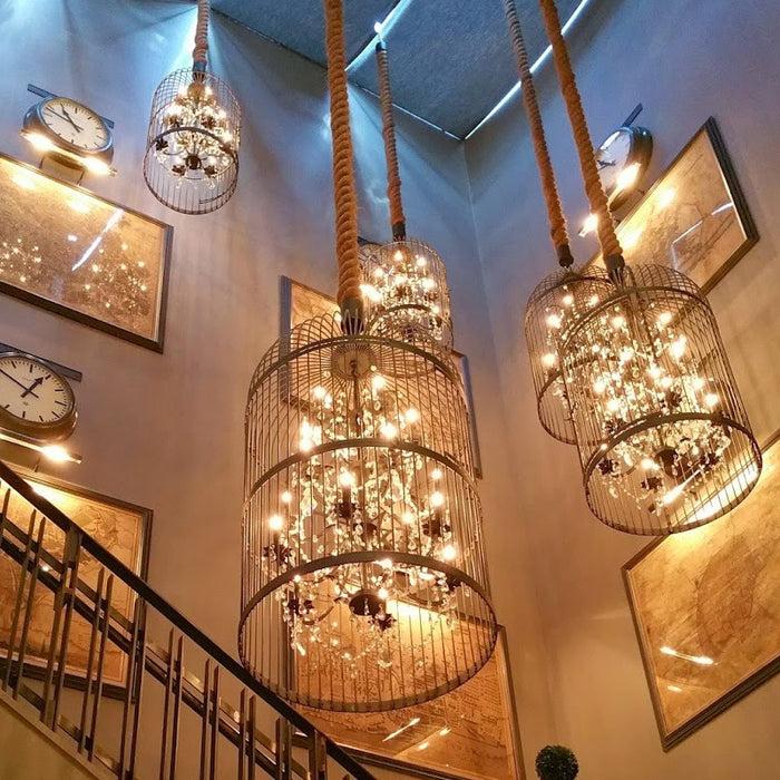 decoramo Retro Cage Crystal Pendant Light Indoor Pendant Lights