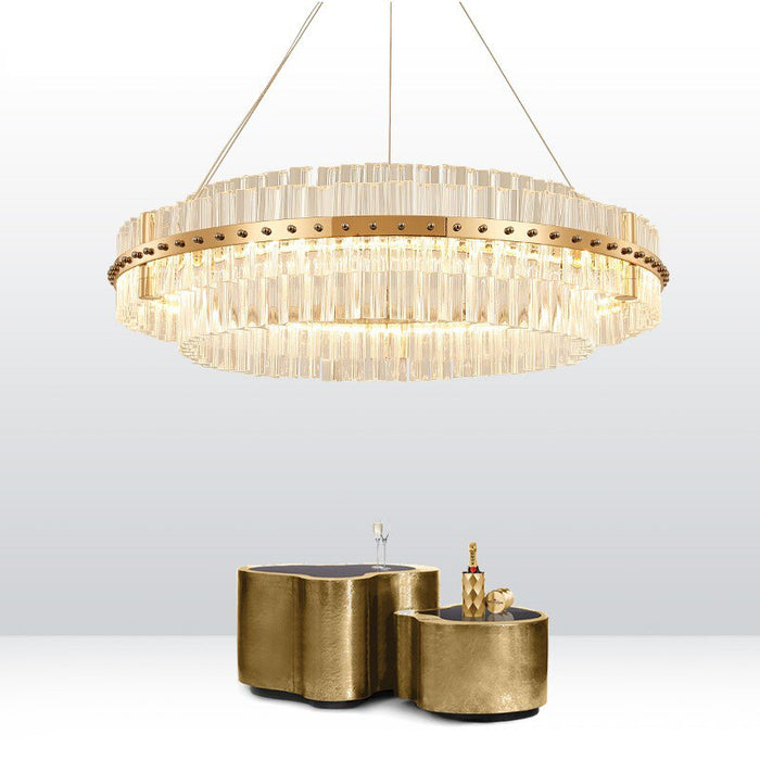 Decoramo Round Glass Chandelier - Modern Style Living Room Lighting