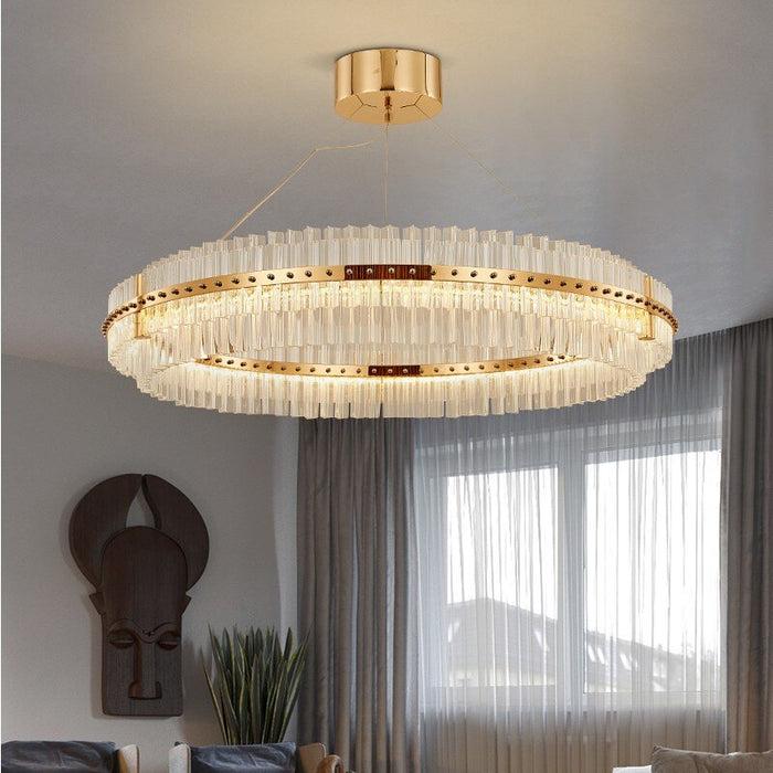 decoramo Round Glass Chandelier - Modern Style Living Room Lighting