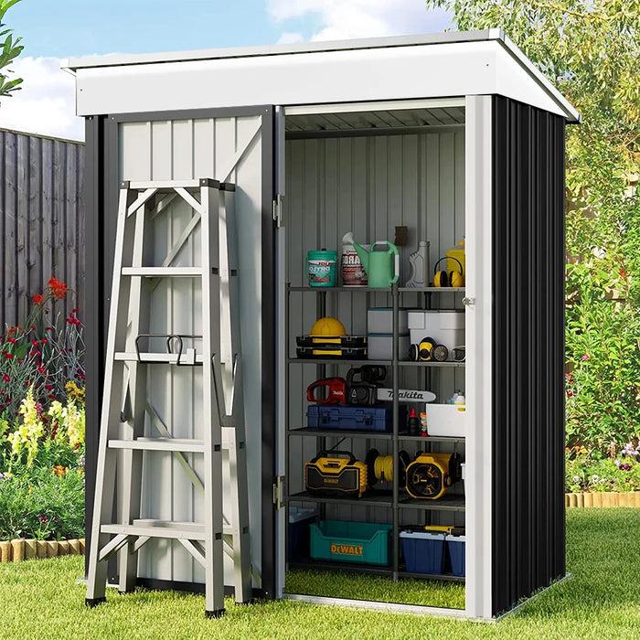 Decoramo Storage Shed With Shelves Weatherproof Tool Storage Shed With Lockable Door & Ventilation Window 3X5ft
