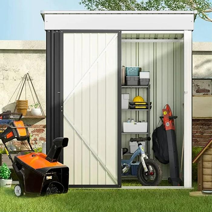 Decoramo Storage Shed With Shelves Weatherproof Tool Storage Shed With Lockable Door & Ventilation Window 3X5ft