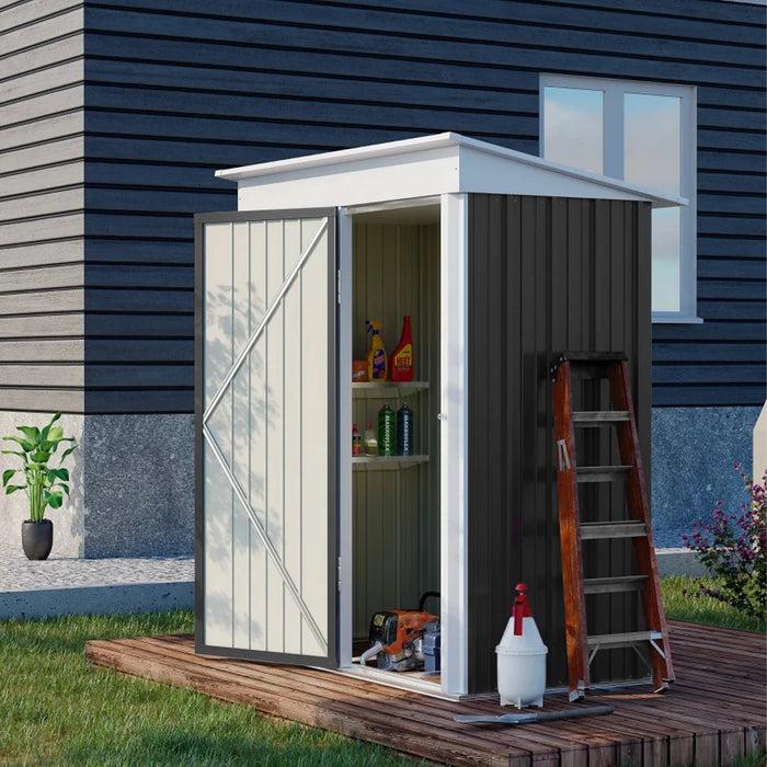 Decoramo Storage Shed With Shelves Weatherproof Tool Storage Shed With Lockable Door & Ventilation Window 3X5ft