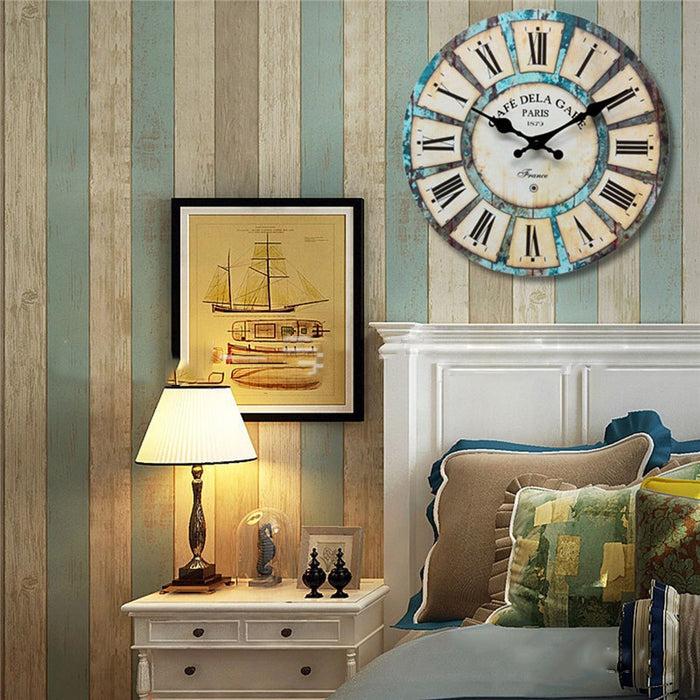 Decoramo Vintage Round Wall Clock Retro Home Decoration