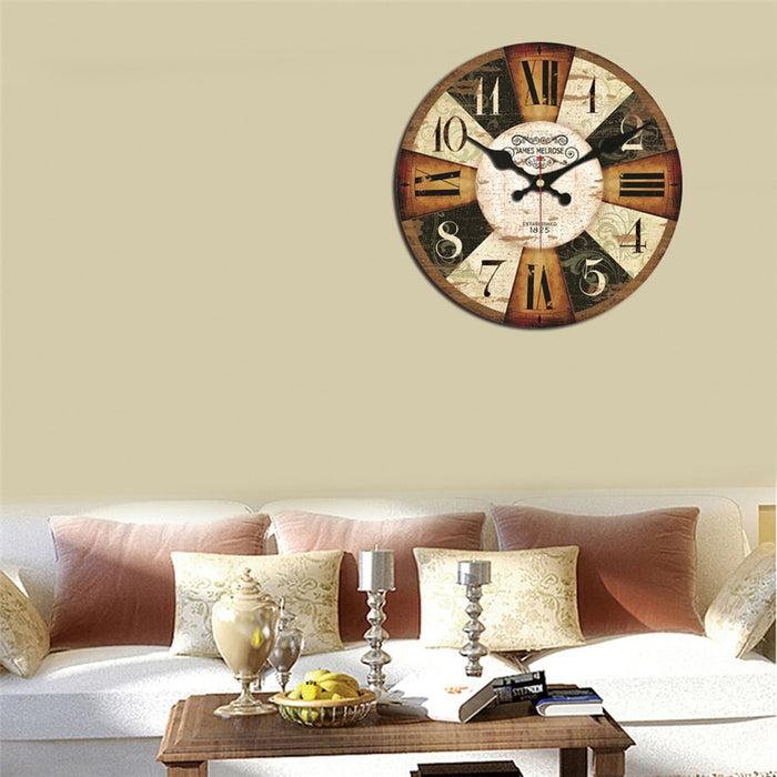 Decoramo Vintage Wooden Wall Clock Brief Design Silent
