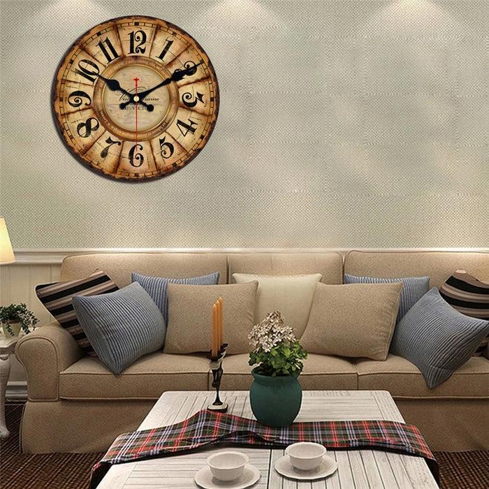 Decoramo Vintage Wooden Wall Clock Brief Design Silent