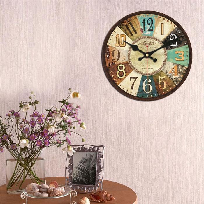 Decoramo Vintage Wooden Wall Clock Brief Design Silent