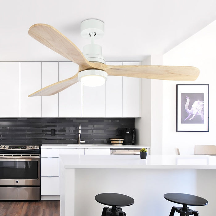 Decoramo Wooden Modern LED Chandelier With Ceiling Fan