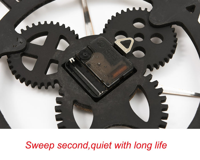 Decoramo Wooden Vintage Wall Clock With Retro Gear Handmade Retro Rustic Antique