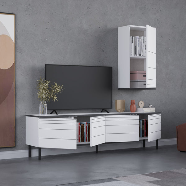 Decortie Arya Modern Tv Unit With Wall Storage Unit 180cm