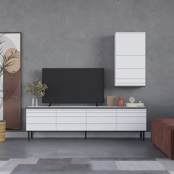 decortie Arya Modern Tv Unit With Wall Storage Unit 180cm