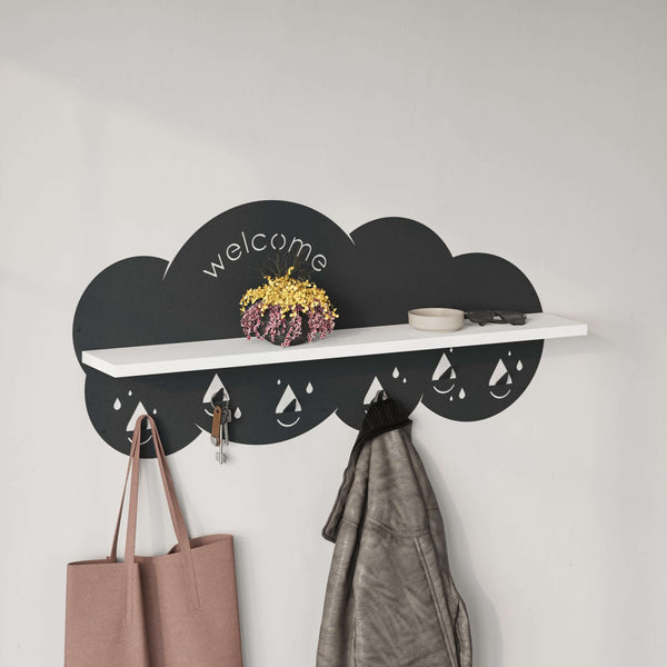 Decortie Cloudy Modern Wall Mounted Hanger Unit With Shelf