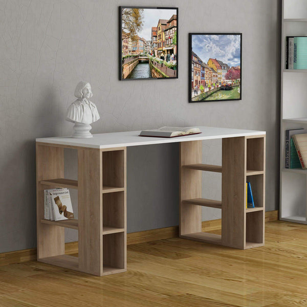 Decortie Colmar Modern Desk With Bookshelf Legs Width 140cm