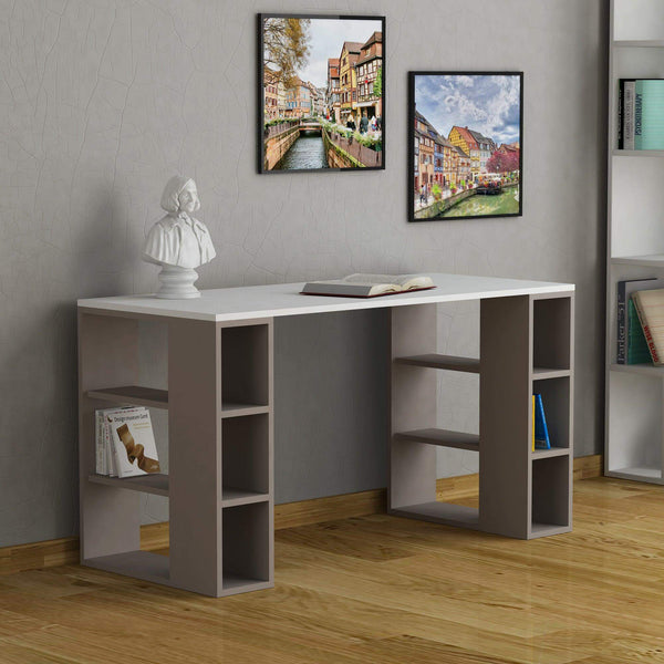 Decortie Colmar Modern Desk With Bookshelf Legs Width 140cm