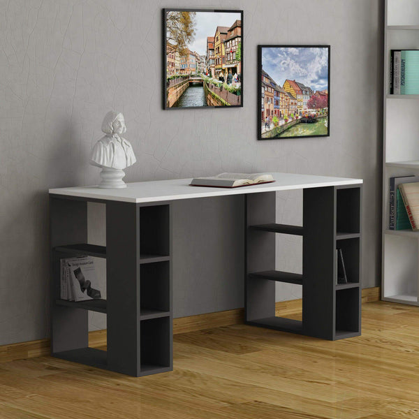 Decortie Colmar Modern Desk With Bookshelf Legs Width 140cm