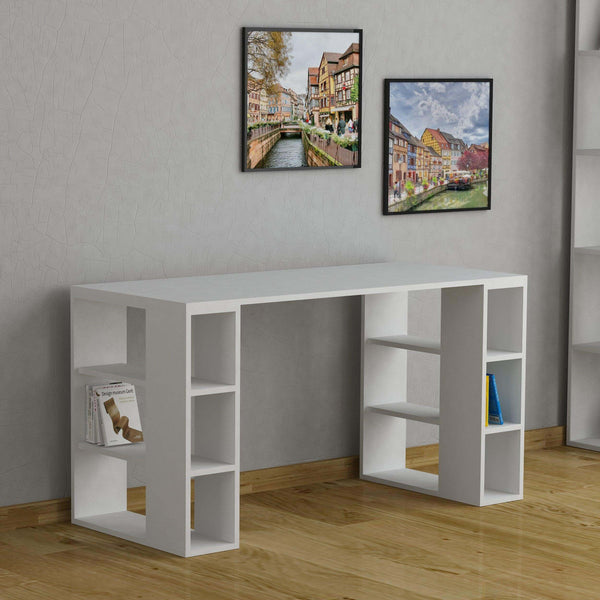 decortie Colmar Modern Desk With Bookshelf Legs Width 140cm