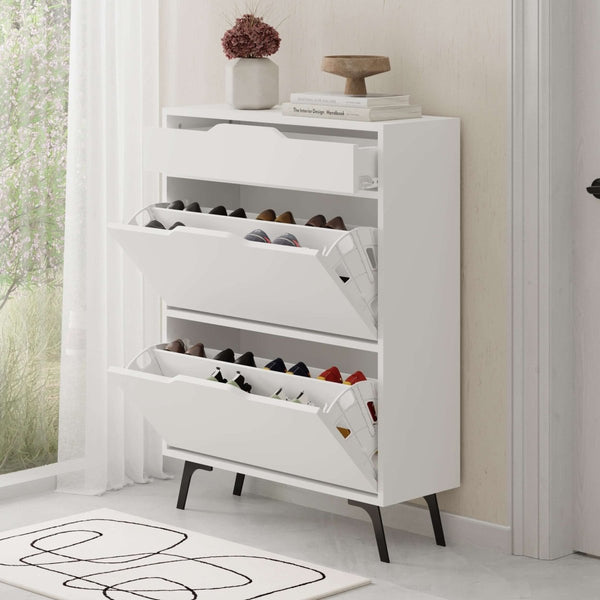Decortie Asta Modern Shoe Cabinet With Drawers